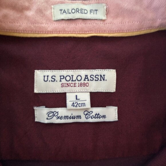 U.S. Polo Assn. preppy burgundy button-down shirt - men's large L - Picture 3 of 8
